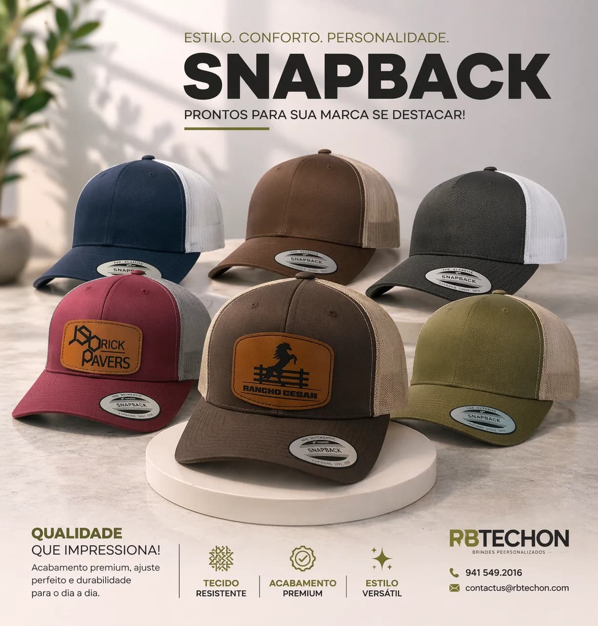 Premium trucker hat with custom leather patch — RBTechon Lakewood Ranch