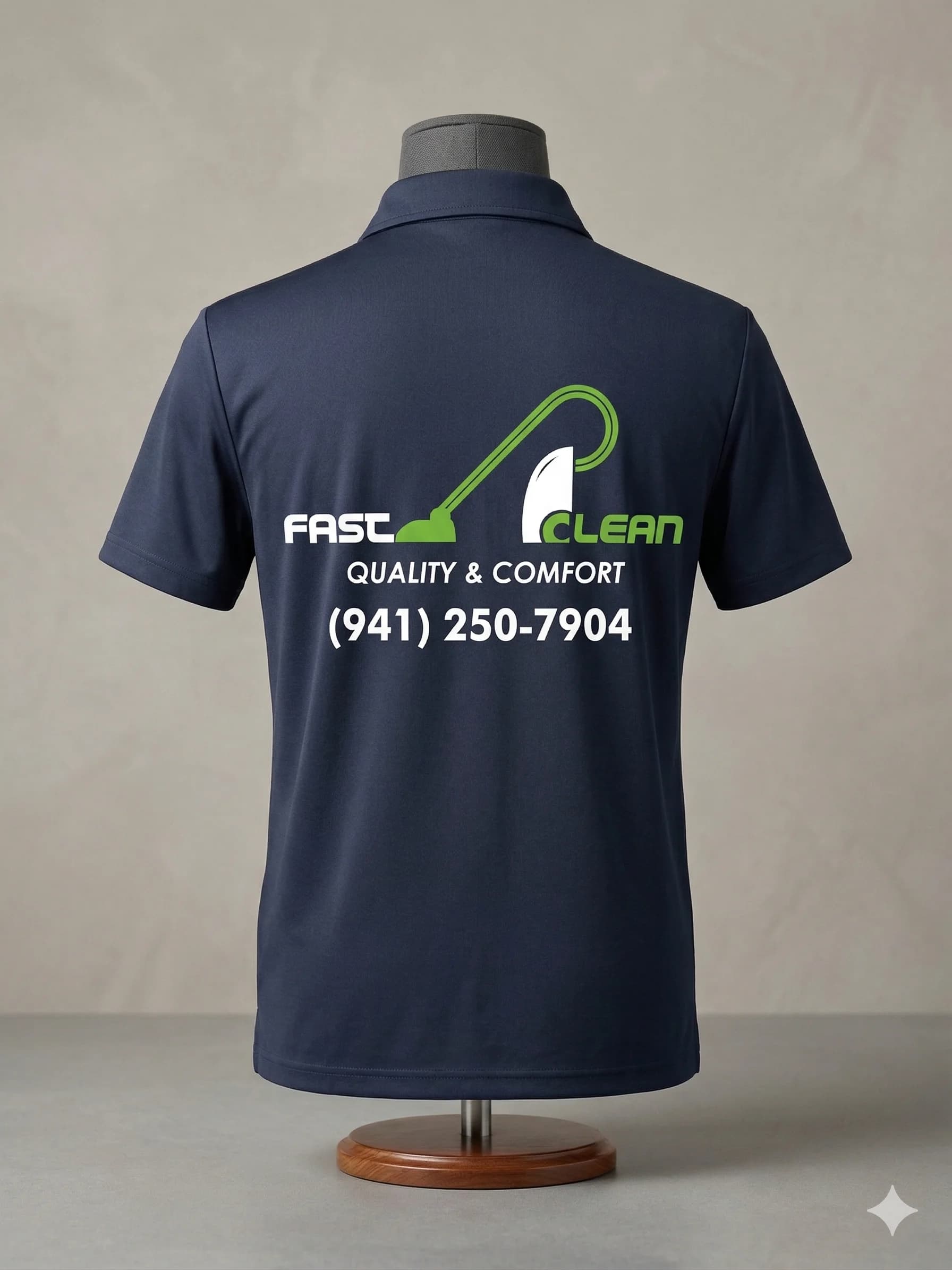 Custom polo shirt front view with logo — Bradenton FL