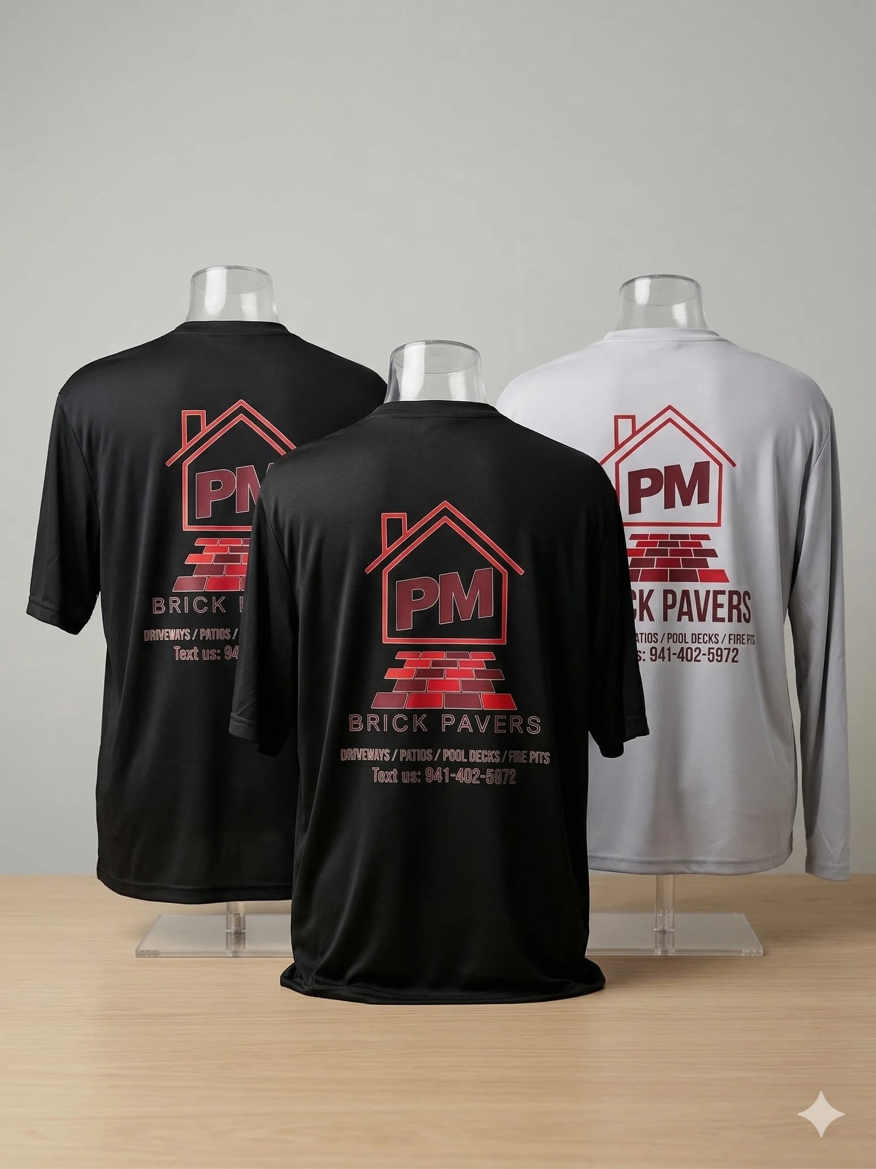 Custom long sleeve and short sleeve matching set — PM Brick Pavers crew