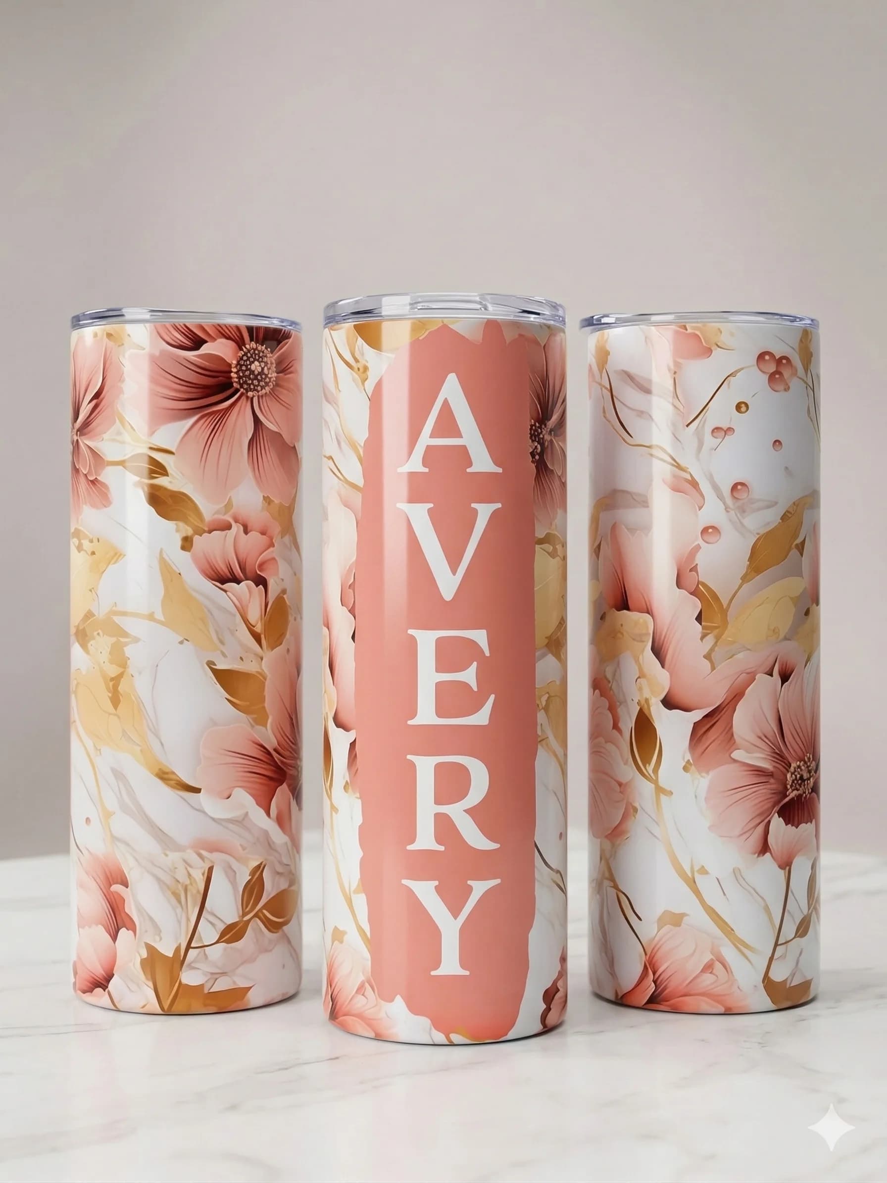 Full wrap sublimated floral tumbler — personalized gift